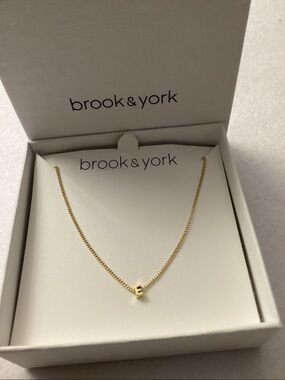 Brook & York Gold Kira Mini Short Initial ‘E' Necklace